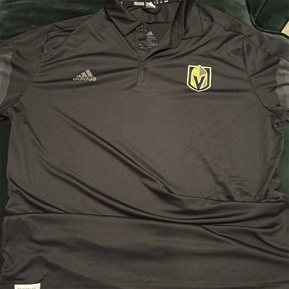 adidas Vegas Golden Knights NHL Polo Shirt Mens 2XL Black Hockey Licensed